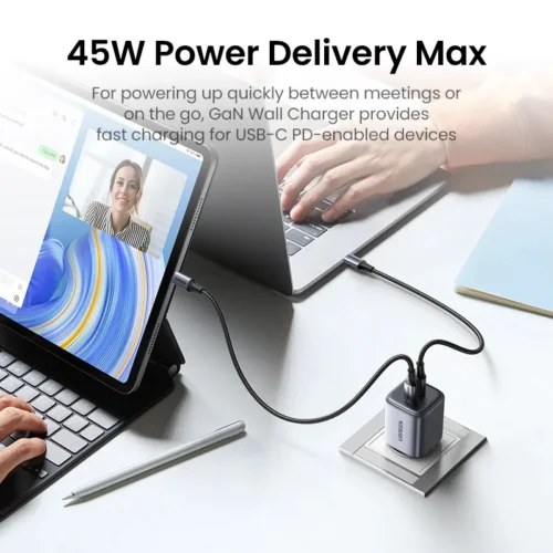 Ugreen универсално зарядно за стена Charger Wall GaN 45W CD294 Grey -
