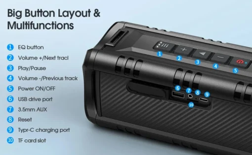 W-King Блутут мобилна колонка Bluetooth Speaker – D8 Mini Black –