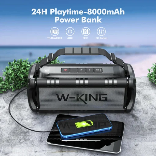 W-King Блутут мобилна колонка Bluetooth Speaker – D8 Black –