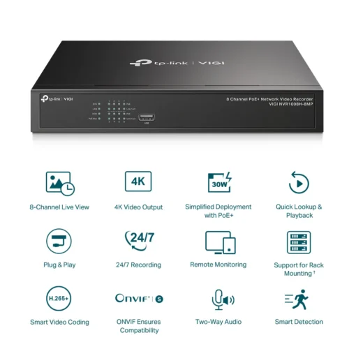 Мрежови видео рекордер TP-Link VIGI NVR1008H-8MP 8-канален