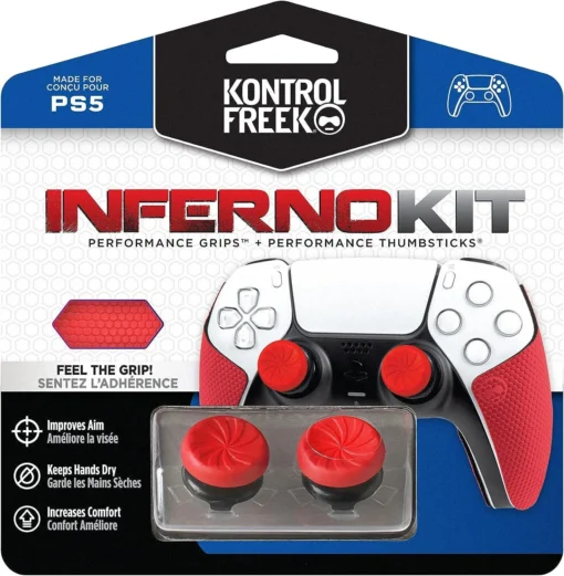 Аксесоар Kontrolfreek Performance Inferno Kit PS5 с включени сменяеми бутони и грипове за