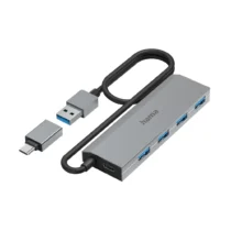 HAMA 4-портов хъб USB 3.2 Gen 1 5 Gbit/s вкл. USB-C адаптер авт.
