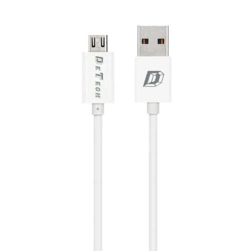 кабел за мобилен телефон Кабели за данни DeTech 10бр. Micro USB 1.0m Бял -
