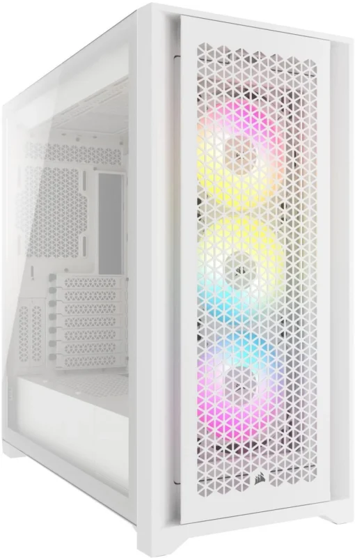 Кутия за компютър Corsair iCUE 5000D RGB Airflow Mid Tower Tempered Glass Бяла