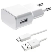 Зарядно за мобилен телефон Мрежово зарядно устройство No brand 5V/2A 220V1 x USB С Micro USB кабел Бял -