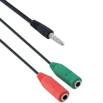 кабели за компютри Аудио преходник DeTech 3.5 Male - 2x3.5 Female 20см  За микрофон -