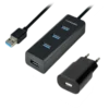 USB хъб AXAGON HUE-S2BP 4x USB3.0 Charging Hub 1.2m Cable MicroUSB Charging Incl. AC Adapter