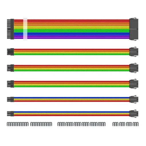 1stPlayer комплект удължителни кабели Custom Modding Cable Kit Rainbow – ATX24P