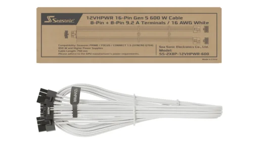 Seasonic модулен кабел Modding Cable 600W White – PCIe 5.0 12VHPWR –