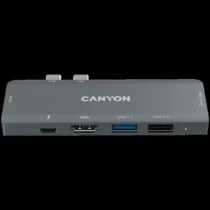 USB хъб CANYON DS-5 Multiport Docking Station with 7 port 1*Type C PD100W+2*HDMI+1*USB3.0+1*USB2.0+1*SD+1*TF. Input 100-