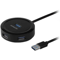 USB хъб AXAGON HUE-P1A 4x USB3.2 Gen 1 ROUND hub micro USB power IN 30cm USB-A cable