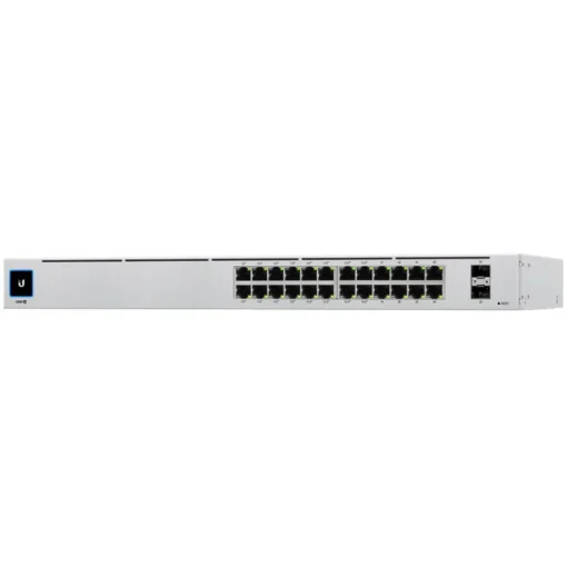 Kомутатор UBIQUITI Pro 24; (24) GbE ports; (2) 10G SFP+ ports; DC power backup-ready; Layer 3 switching; Silent