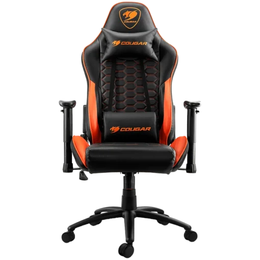 Геймърски стол COUGAR OUTRIDER - Orange Gaming Chair Premium PVC Leather Head and Lumbar Pillow High Density Shaping Foa