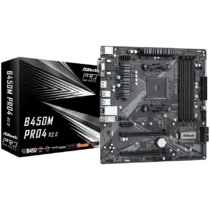 Дънна платка ASROCK Main Board Desktop B450M PRO4 (AM4 4xDDR4 1x PCIe 3.0 x16 1x PCIe 2.0 x16 1x PCIe 2.0 x1 4x SATA III