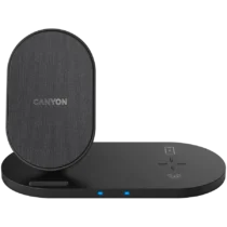 Зарядно за мобилен телефон CANYON WS-202 2in1 Wireless charger Input 5V/3A 9V/2.67A Output 10W/7.5W/5W Type c cable leng