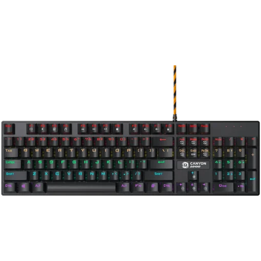 Геймърска клавиатура CANYON Canyon Deimos GK-4 Wired black Mechanical keyboard With colorful lighting system104PCS rainb