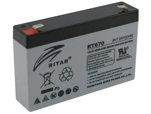 Оловна батерия RITAR (RT670) AGM 6V 7Ah 151 /34 /94 mm Терминал1