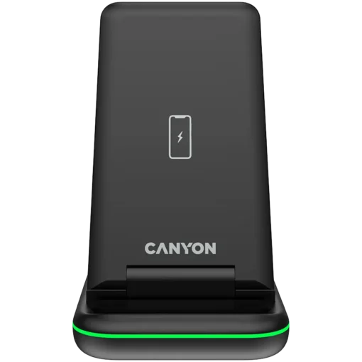 Зарядно за мобилен телефон CANYON WS-304 Foldable  3in1 Wireless charger with touch button for Running water light Input