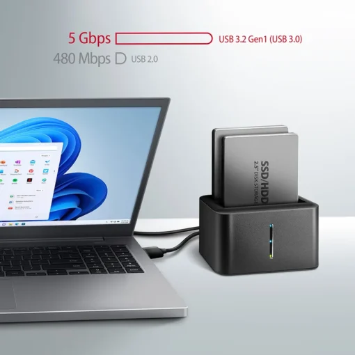 Докинг станция за твърд диск AXAGON ADSA-D25 USB 3.2 Gen 1 – 2x SATA 6G 2.5″ SSD/HDD CLONE DUAL MINI