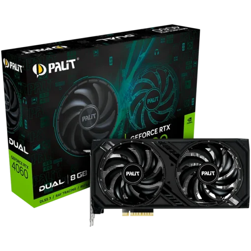 Видео карта Palit RTX 4060 Dual 8GB GDDR6 128 bits 1x HDMI 2.1 3x DP 1.4a two fan 1x 8-pin Power connector recommended P