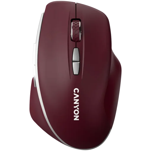 Безжична мишка CANYON MW-21 2.4 GHz Wireless mouse with 7 buttons DPI 800/1200/1600 Battery: AAA*2pcsBurgundy Red72*117*