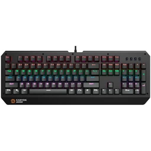 Геймърска клавиатура CANYON Hazard GK-6 Wired multimedia gaming keyboard with lighting effect 108pcs rainbow LED Numbers