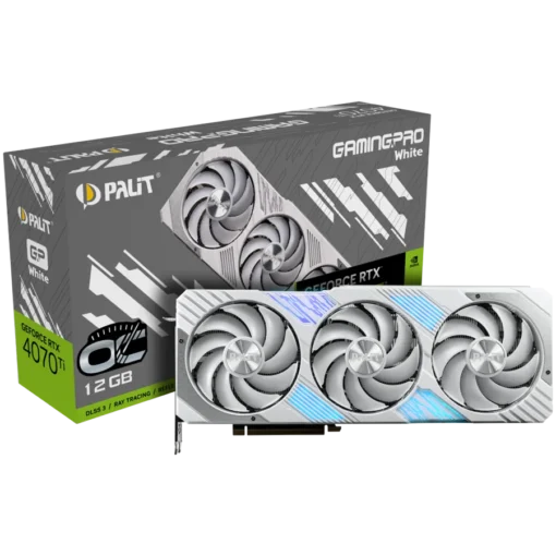 Видео карта Palit GeForce RTX 4070Ti GamingPro White OC 12GB GDDR6X 192 bit 2310 Mhz/2670 Mhz 1x HDMI 2.1a 3x DP 1.4a 3