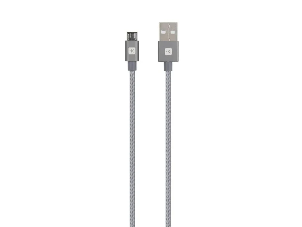Кабел Skross USB-A - microUSB Метална оплетка 1.20 м Сив