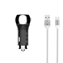 Зарядно за мобилен телефон Зарядно устройство за кола LDNIO C1 1xUSB QC3.0 1xType-C PD С Micro USB кабел Сив -