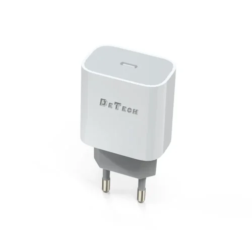 Зарядно за мобилен телефон Мрежово зарядно устройство DeTech DE-30 5V/3.0A 220V 1 x Type-C F PD Бял -