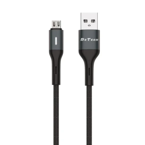 кабел за мобилен телефон Кабел за данни DeTech DE-C38M Micro USB 1.0m Черен -