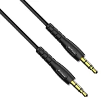 кабел за мобилен телефон Аудио кабел DeTech DE-10AUX 3.5mm жак М/М 1.0м Черен -