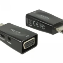 Адаптер Delock HDMI мъжко - VGA + microUSB + Audio женско Черен