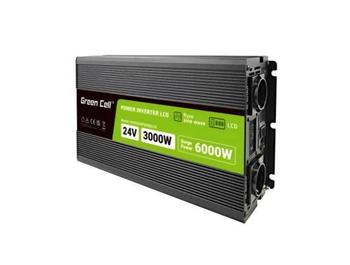 Инвертор GREEN CELL 24/220V  DC/AC 3000W/6000W INVGCP3000LCD  LCD Чиста