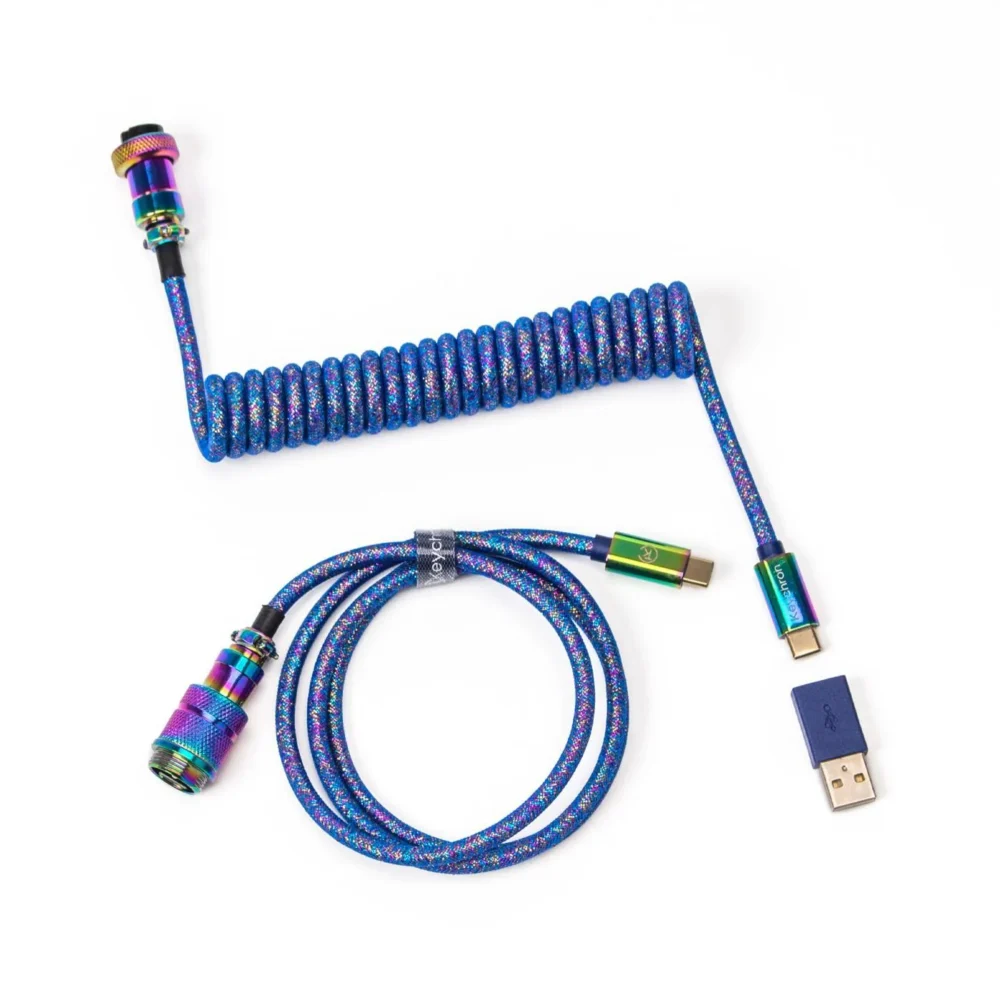 Кабел за клавиатура Keychron Colorful Premium Coiled Cable USB-C - USB-C Rainbow