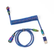 Кабел за клавиатура Keychron Colorful Premium Coiled Cable USB-C - USB-C Rainbow