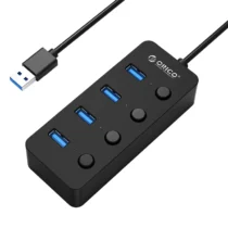 Orico хъб USB3.0 HUB 4 port black 4 On/Off buttons - W9PH4-U3-BK