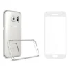 Защитни стъкла за мобилни телефони Комплект стъклен протектор със силиконови ръбове + Калъф Remax Crystal за Samsung Galaxy S7 Бял -