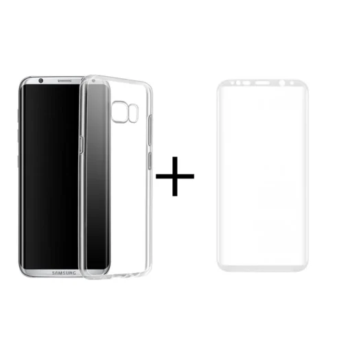 Защитни стъкла за мобилни телефони Комплект стъклен протектор + Калъф Remax Crystal за Samsung Galaxy S8 Plus Бял -