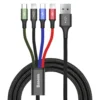 Кабел Baseus USB-A към с microUSB/2x Lightning/USB-C 1.2м черен CA1T4-A01