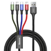 Кабел Baseus USB-A към с microUSB/2x Lightning/USB-C 1.2м черен CA1T4-A01