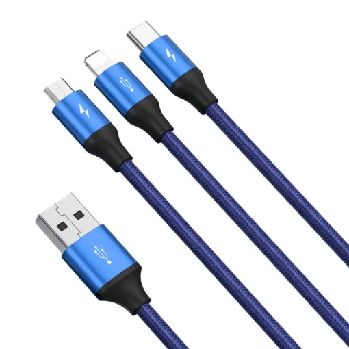Кабел Baseus Rapid 3-in-1 USB Cable от USB-C към USB-C/Lightning/microUSB CAJS000003