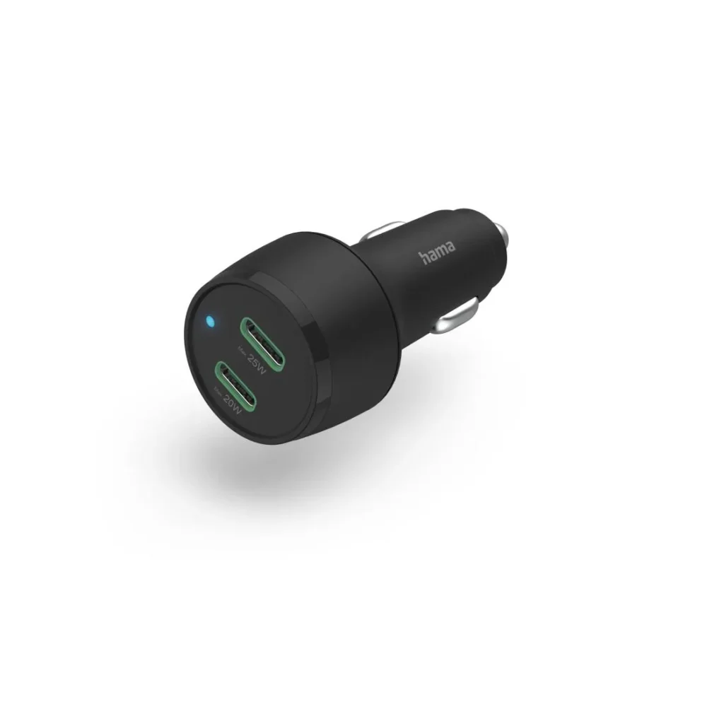 Бързо зарядно за кола HAMA 2x USB-C Qualcomm 45 W черно