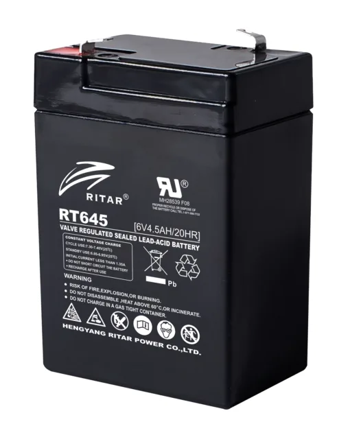 Оловна батерия RITAR (RT645) AGM 6V 4.5Ah 70/ 47/ 99mm Терминал1