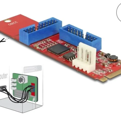 Адаптер Delock M.2 Key B+M мъжко към 2 x USB 5 Gbps Pin Header