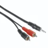 Аудио кабел HAMA 35 mm жак мъжко - 2 x Чинч мъжко 2м Черен