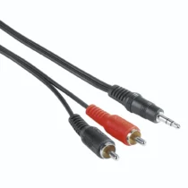 Аудио кабел HAMA 35 mm жак мъжко - 2 x Чинч мъжко 2м Черен