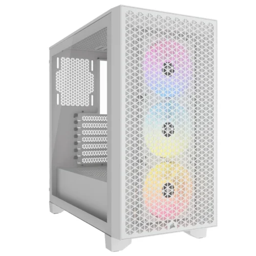 Кутия за компютър Corsair 3000D RGB Airflow Mid Tower Tempered Glass Бял