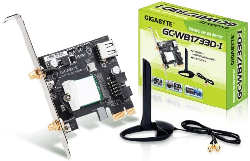 Безжичен PCI Express адаптер Gigabyte GC-WB1733D-I 2x2 802.11ac 160MHz Bluetooth