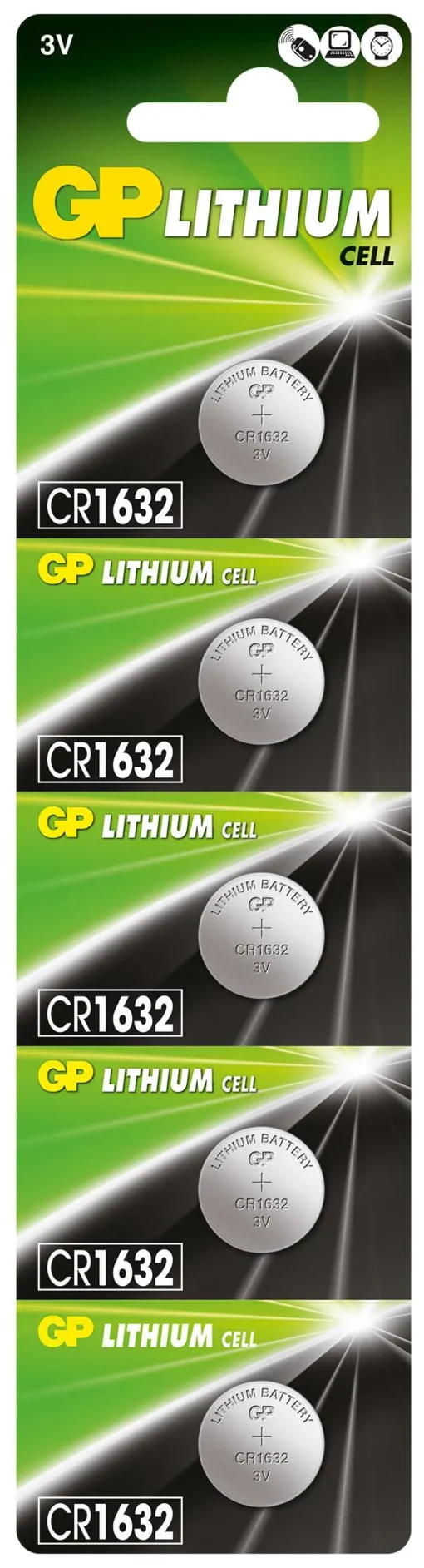 Батерия литиева CR-1632 3V  GP BATTERIES 5 бр. блистер /цена за 1